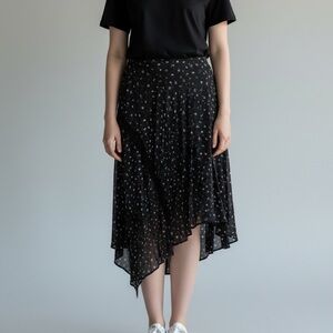 Ghospell Floral Midi Skirt Black
